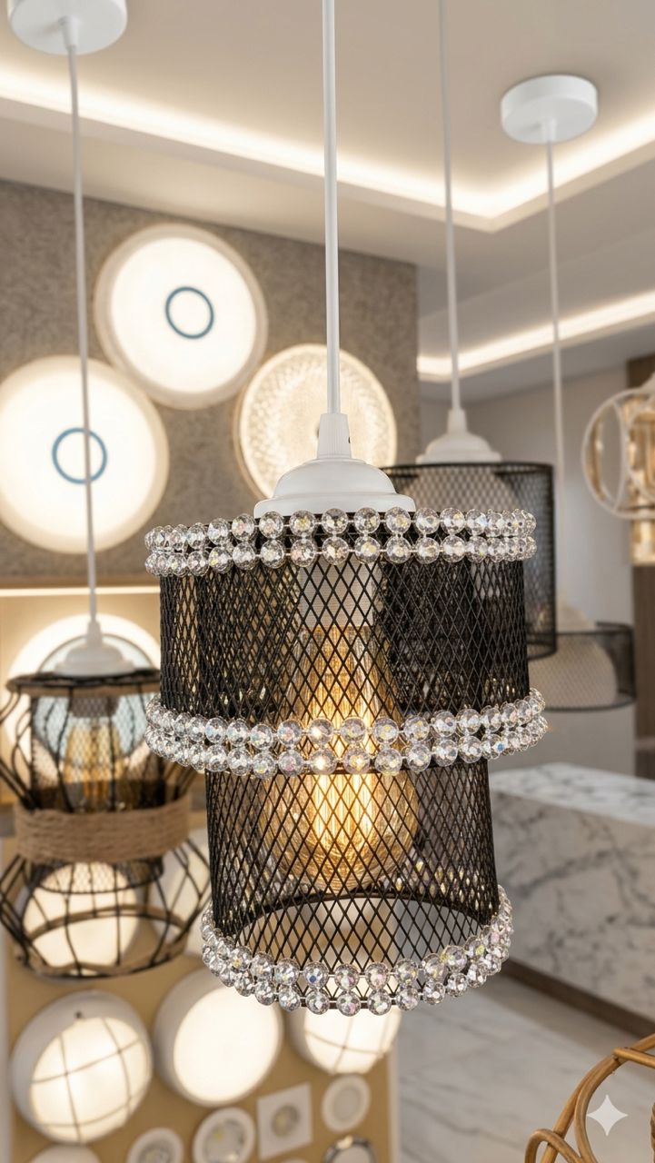 Lustre suspendue avec perle à l'exterieur